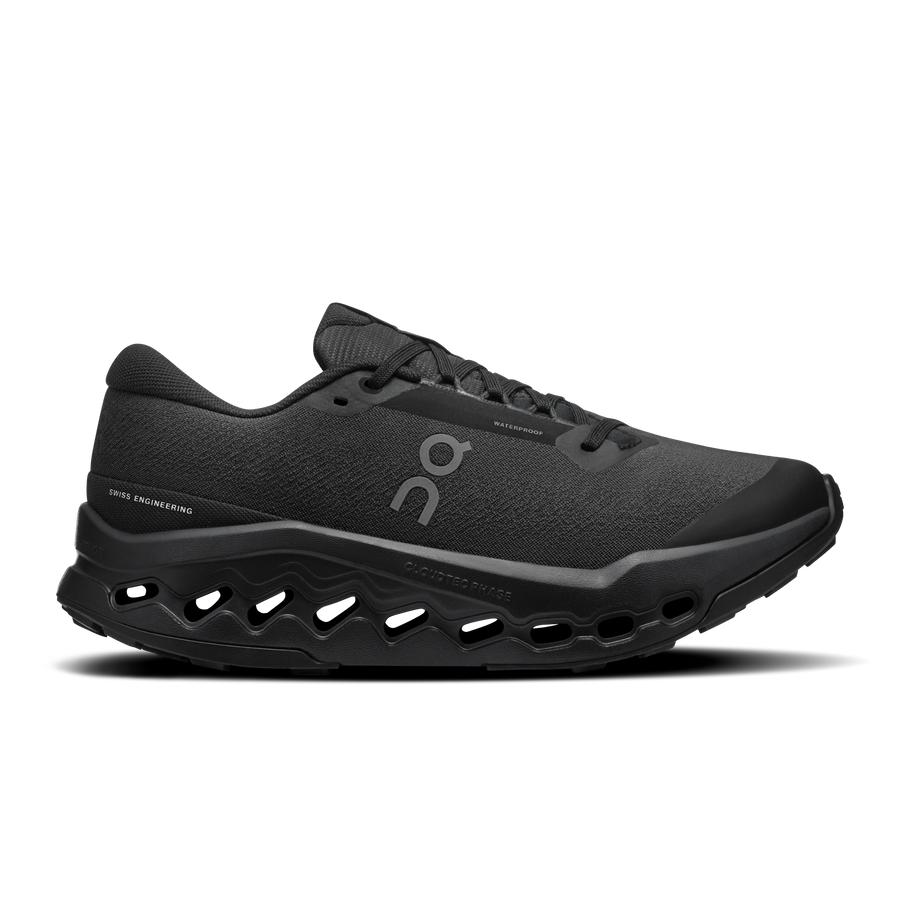 On Running Women's Cloudsurfer Trail 2 Waterproof Shoes - Black / Black